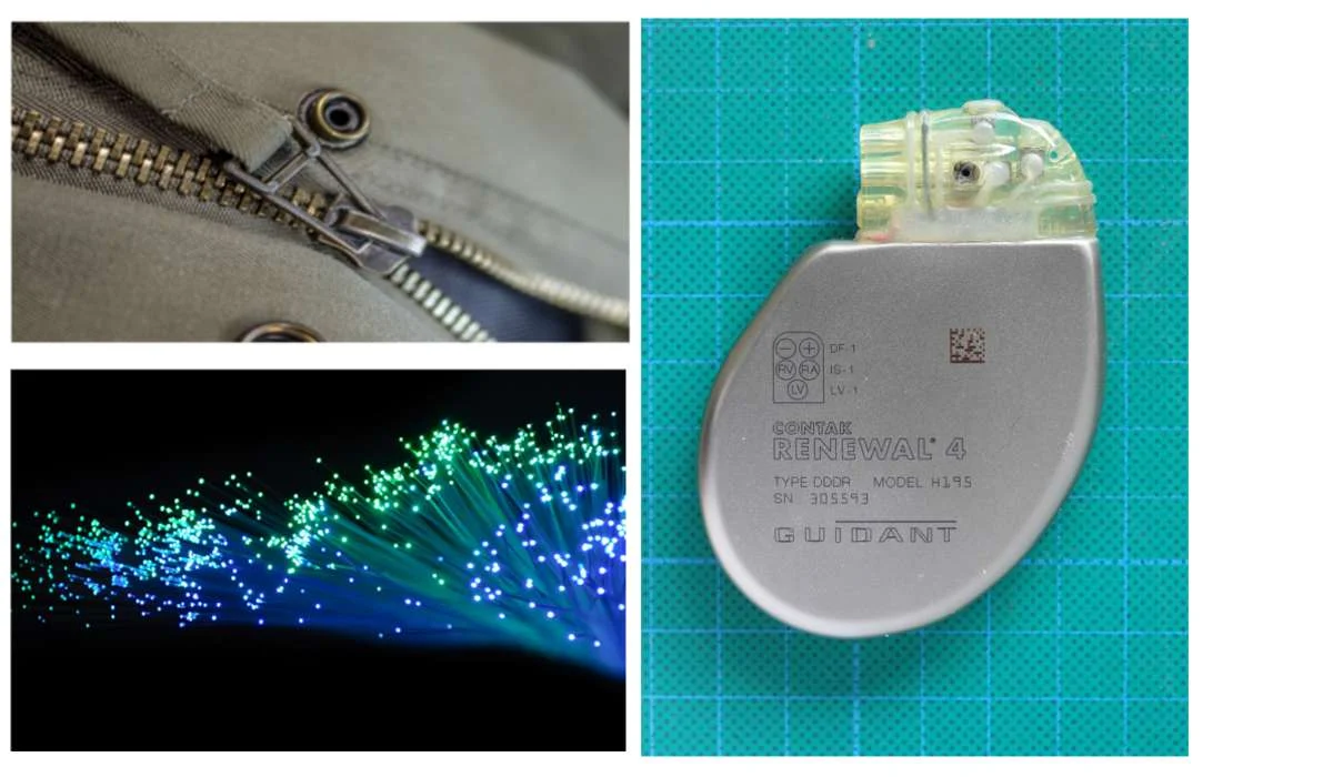 Cerniera lampo, pacemaker, fibra ottica