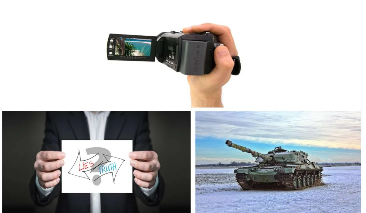 Videocamera personale, carro armato, macchina della verità