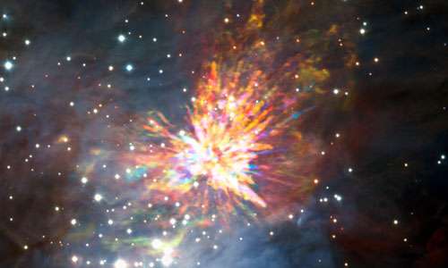 Fuochi d'artificio emessi dalle due stelle presenti nel sistema binario