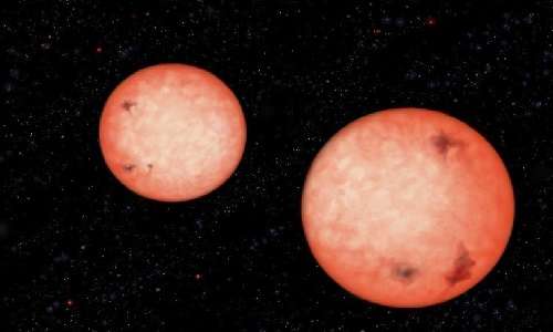 Le stelle doppie in figura fanno parte di un sistema binario che ha una rotazione vicendevole di una durata inferiore a 5 ore. Un dato mai visto prima.