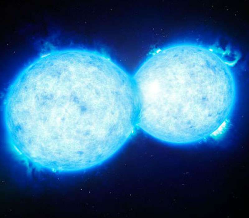 Collisione di stelle doppie in un sistema binario.