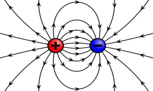Il campo elettrico, che all'interno della gabbia di Faraday è nullo, può essere rappresentato mediante linee di forza. Queste sono uscenti per le cariche positive ed entranti per quelle negative.