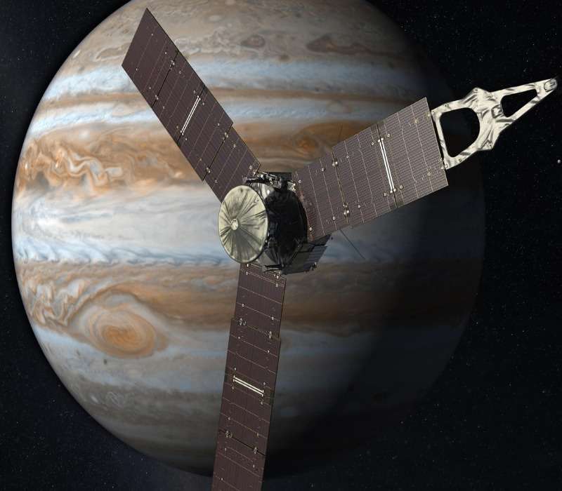 La sonda spaziale Juno orbita attorno a Giove