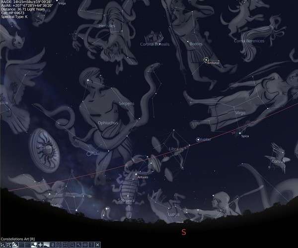Raffigurazioni delle costellazioni di Stellarium, un' applicazione per costellazioni