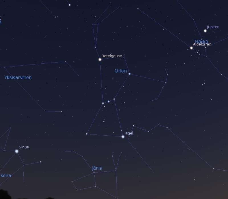 Porzione di cielo stellato mostrato da Stellarium, una delle applicazioni di costellazioni