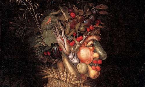 La pareidolia ci permette di notare il profilo umano dietro al miscuglio di frutta, verdura e piante dell'opera di Giuseppe Arcimboldo.