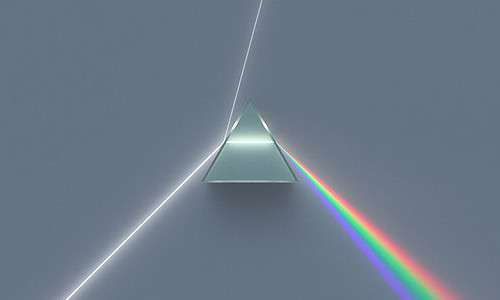 Dispersione luce bianca in tanti colori, a differenza di quanto avviene nella tecnologia laser