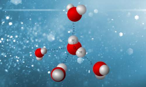 Molecole d'acqua con legami a idrogeno, formando una struttura "ordinata".